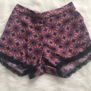 Floral lace trimmed shorts